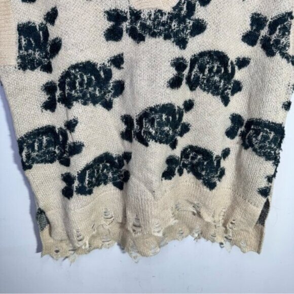 Anthropologie Distressed Floral Sweater Vneck Vest Size Large - Picture 7 of 16
